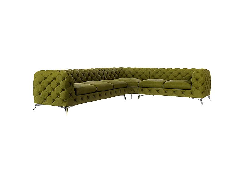 Ecksofa Chesterfield Celeste mit Silber Metall Füßen
