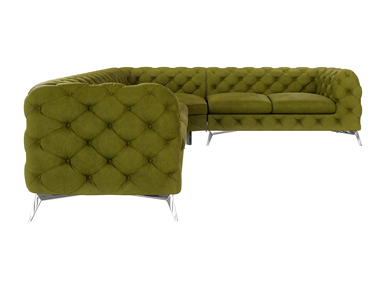 Ecksofa Chesterfield Celeste mit Silber Metall Füßen