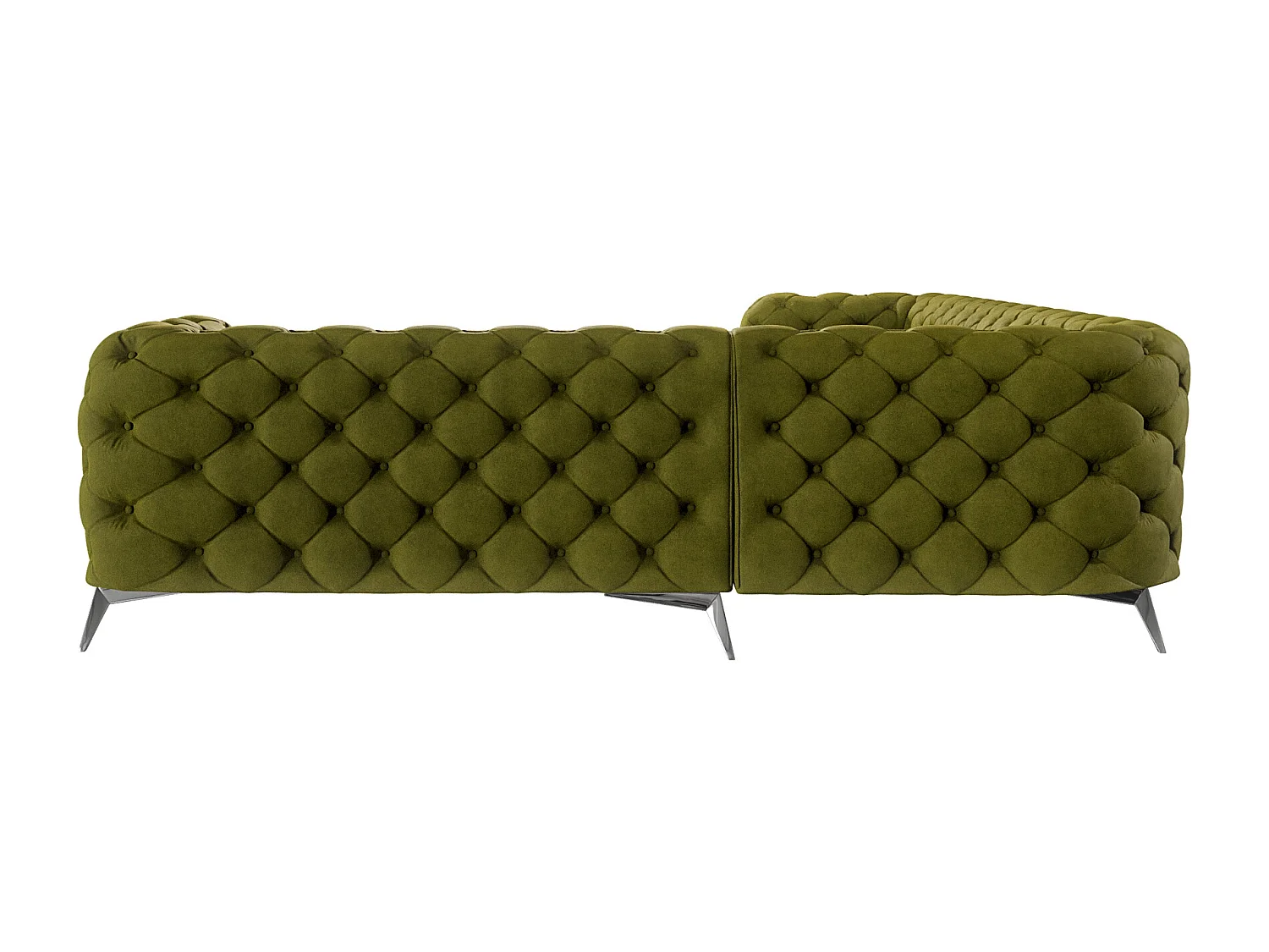Ecksofa Chesterfield Celeste mit Silber Metall Füßen