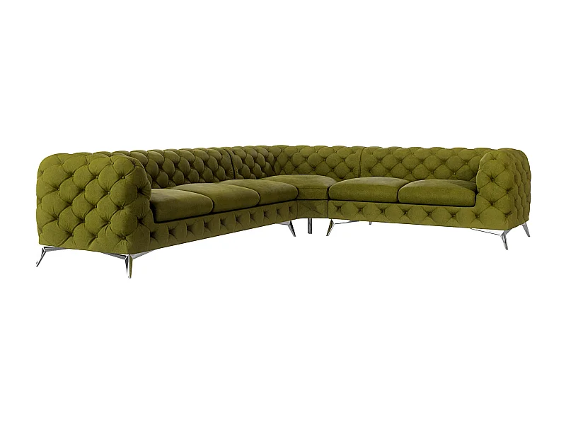 Ecksofa Chesterfield Celeste mit Silber Metall Füßen
