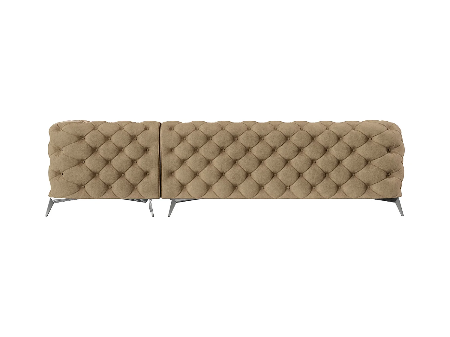 Ecksofa mit Ottomane Chesterfield Celeste mit Silber Metall Füßen