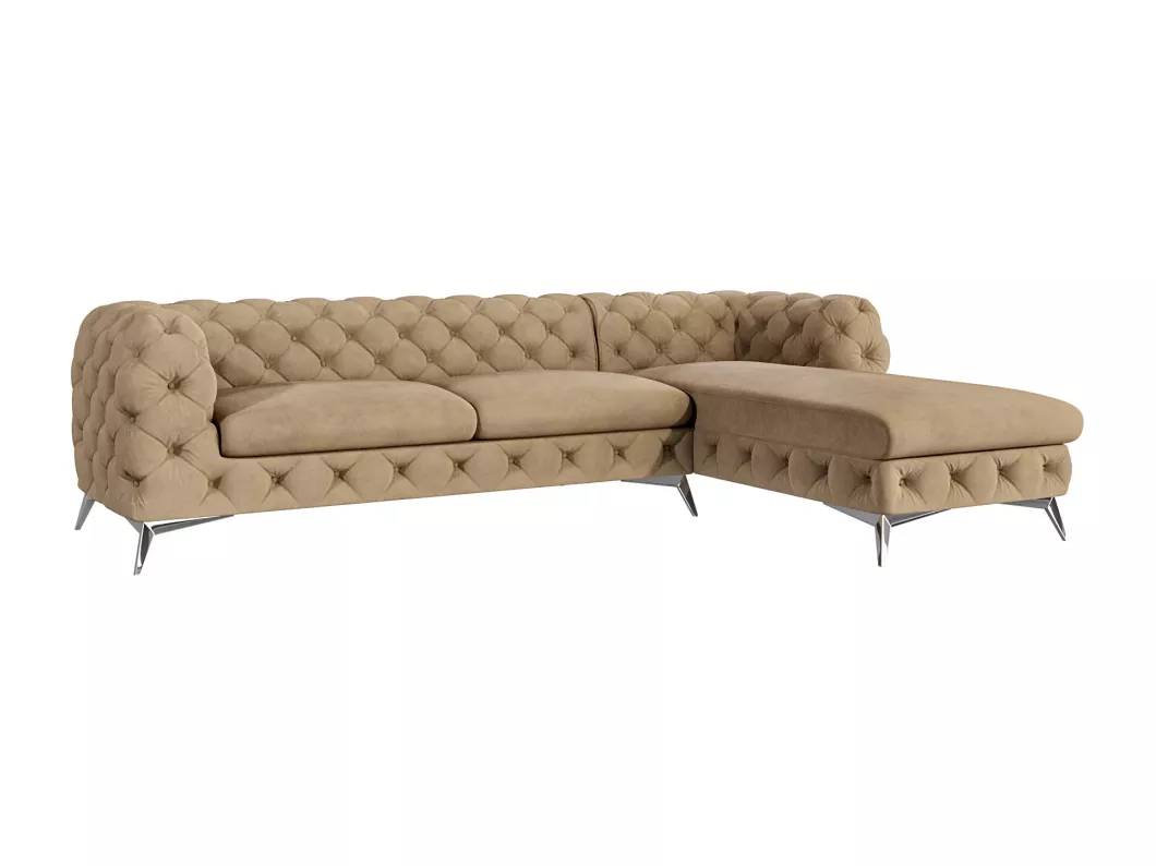 Kauf Unique Ecksofa mit Ottomane Chesterfield Celeste mit Silber Metall Füßen