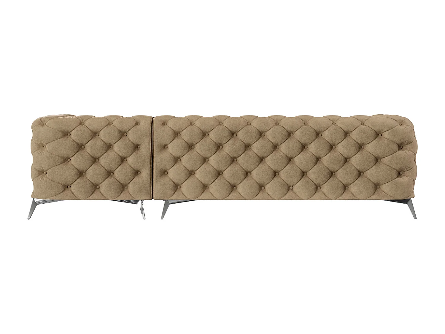 Ecksofa mit Ottomane Chesterfield Celeste mit Silber Metall Füßen