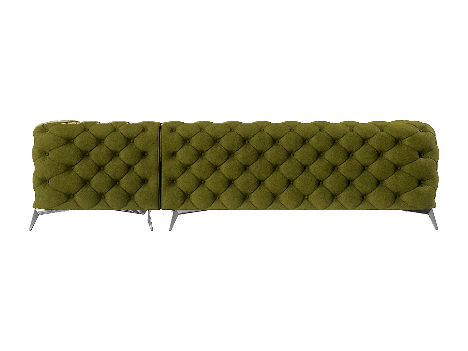 Ecksofa mit Ottomane Chesterfield Celeste mit Silber Metall Füßen