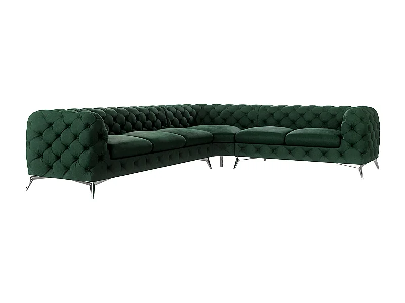 Ecksofa Chesterfield Celeste mit Silber Metall Füßen