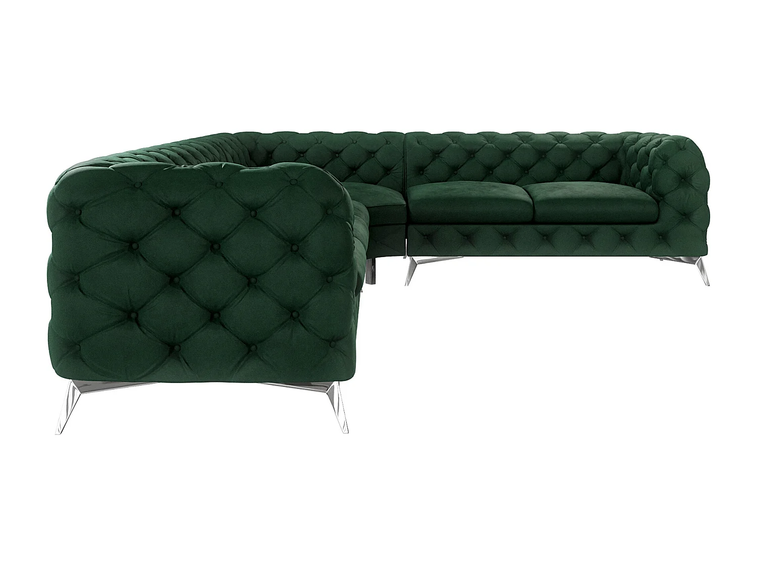 Ecksofa Chesterfield Celeste mit Silber Metall Füßen
