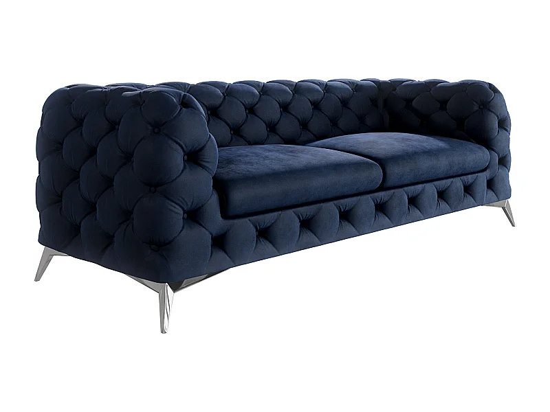 Celeste 3-Sitzer Chesterfield Sofa mit Silber Metall Füßen