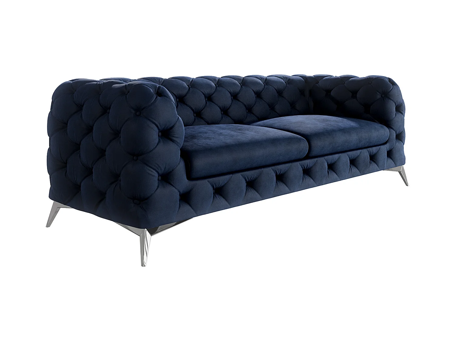 Celeste 3-Sitzer Chesterfield Sofa mit Silber Metall Füßen