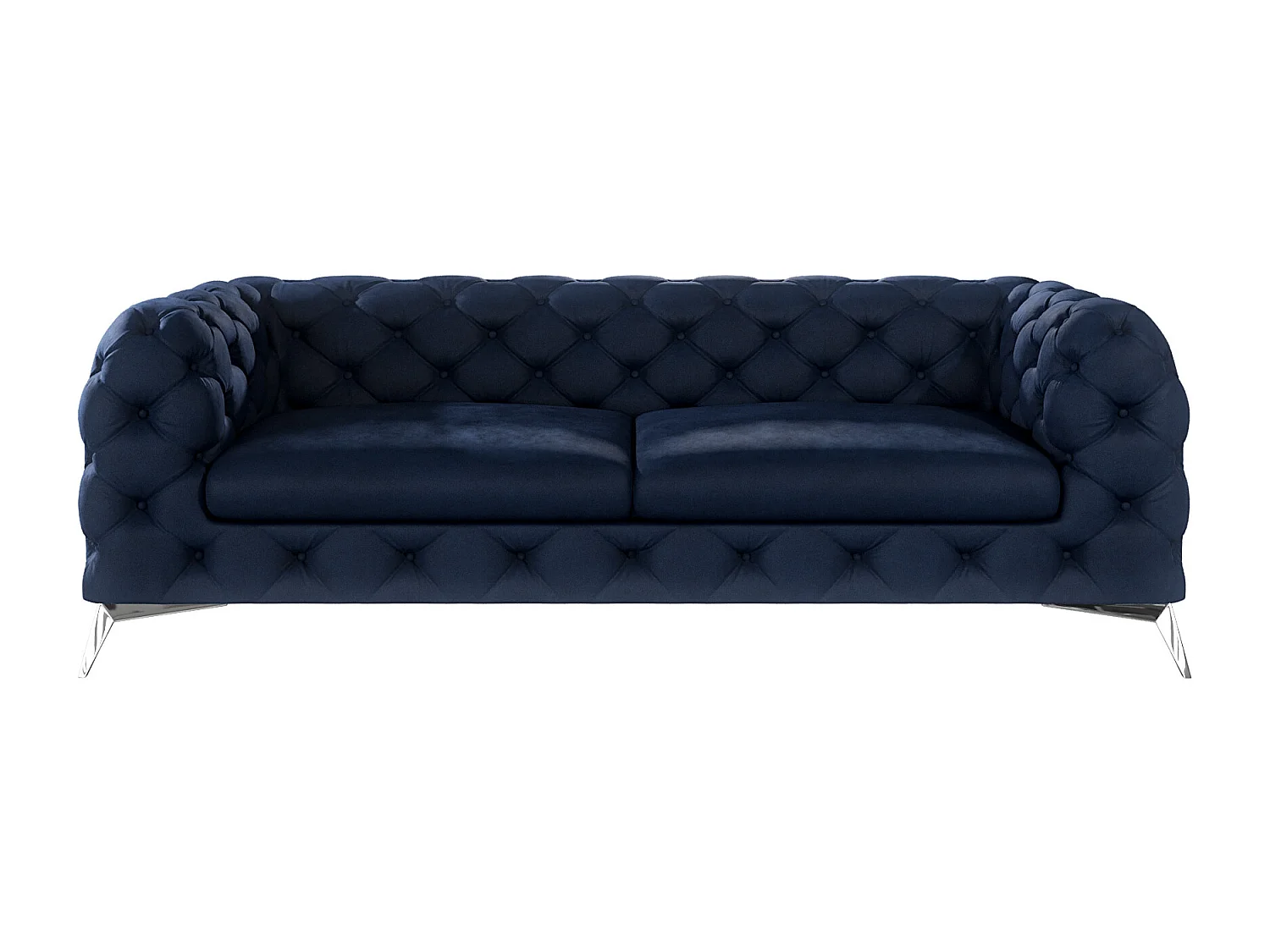 Celeste 3-Sitzer Chesterfield Sofa mit Silber Metall Füßen