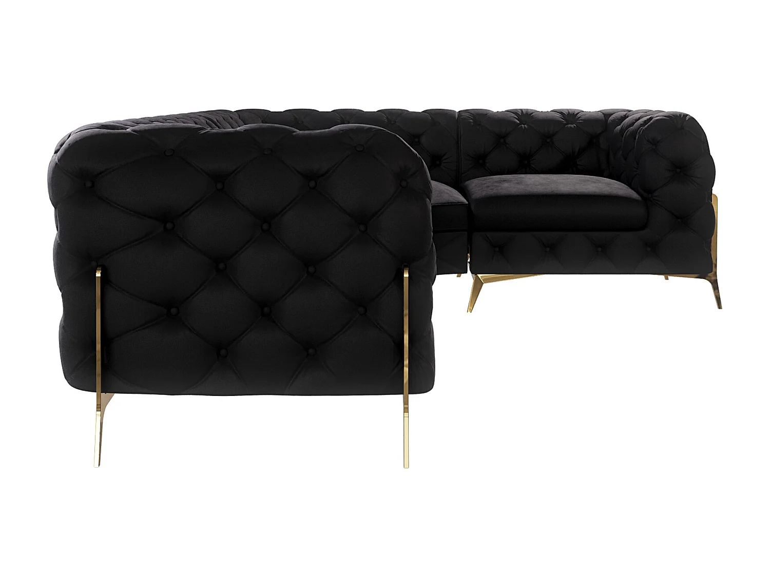 Ecksofa Chesterfield Ulysses mit Goldene Metall Füßen