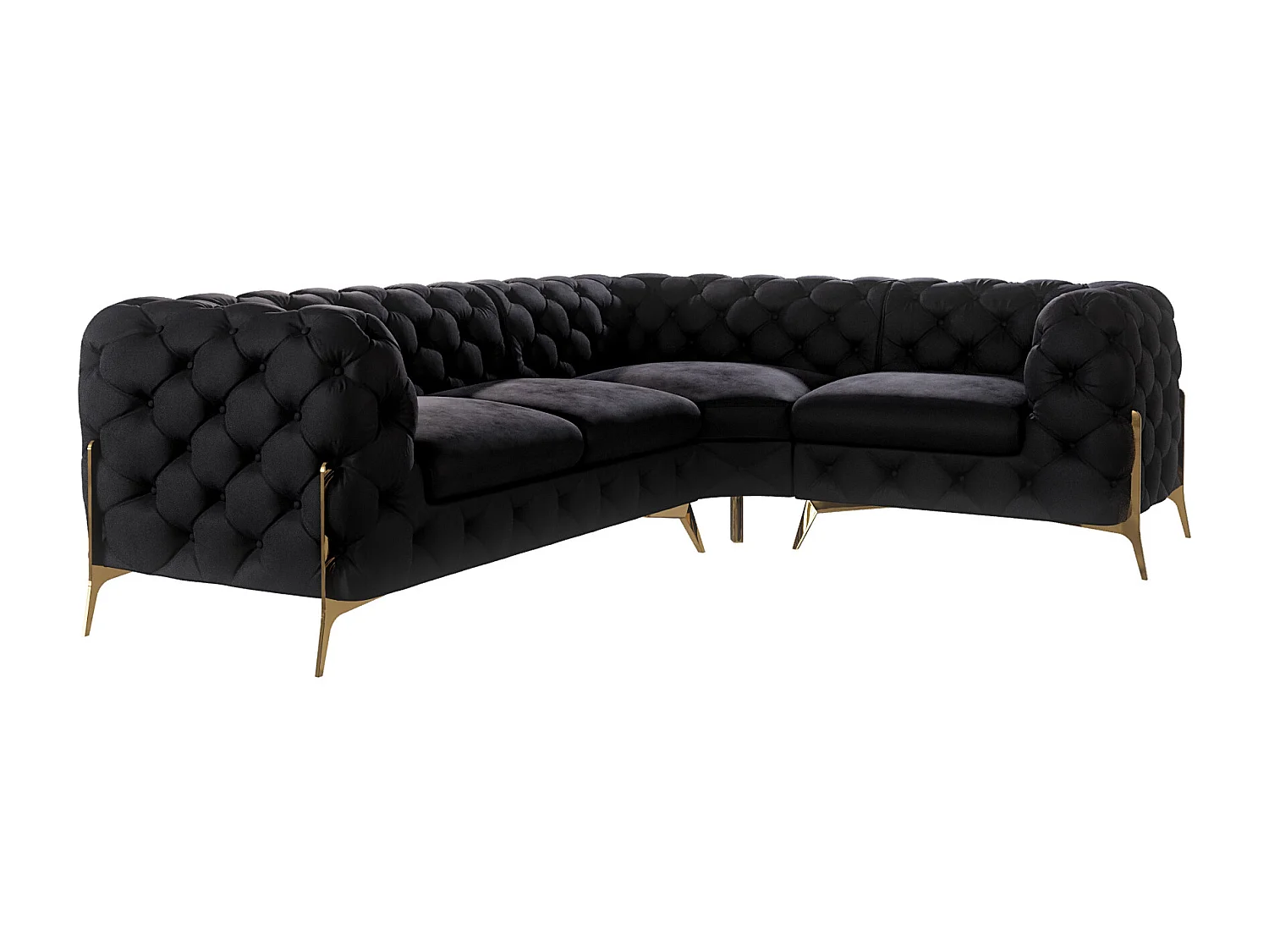Ecksofa Chesterfield Ulysses mit Goldene Metall Füßen