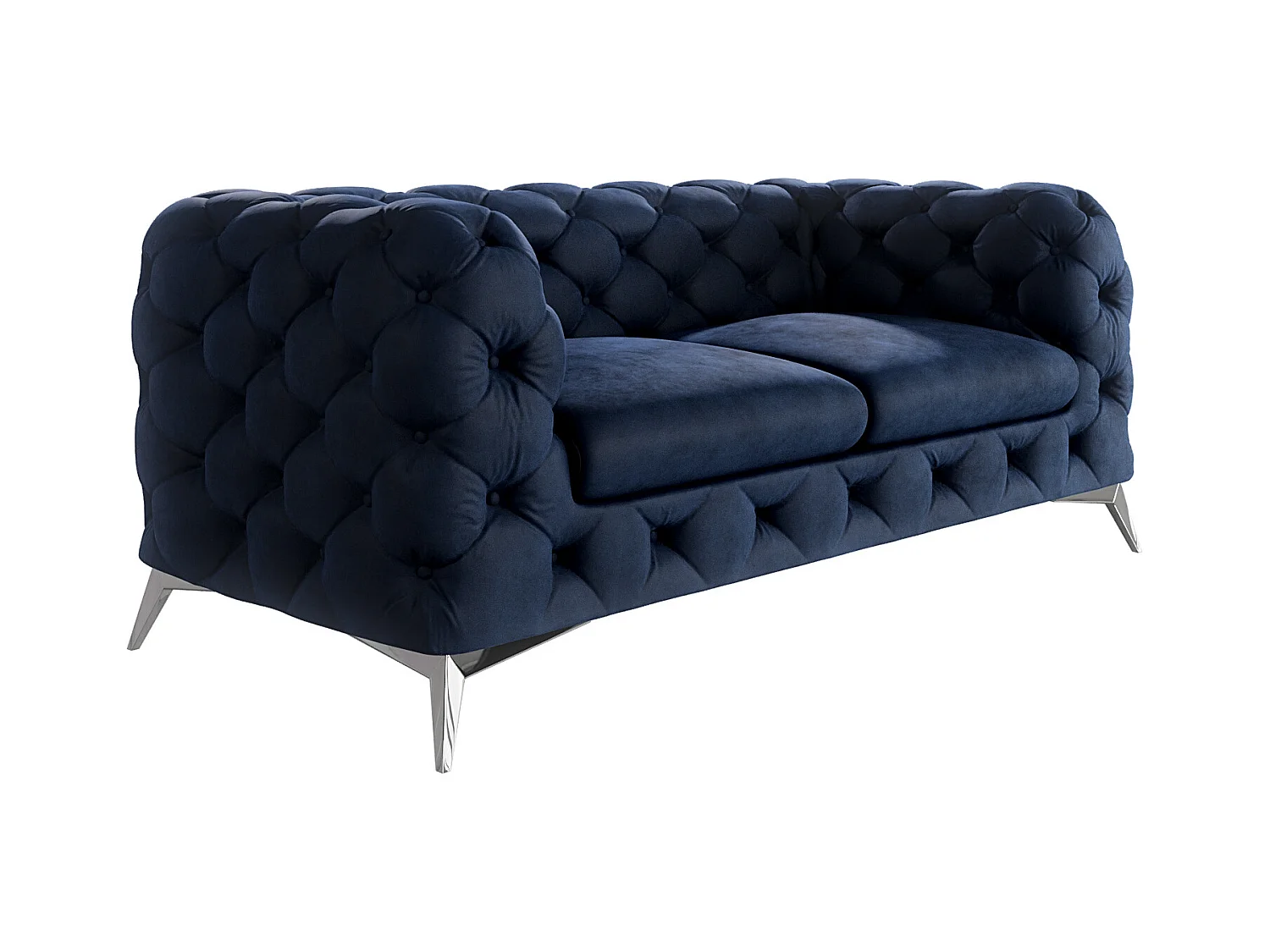 Celeste 2-Sitzer Chesterfield Sofa mit Silber Metall Füßen