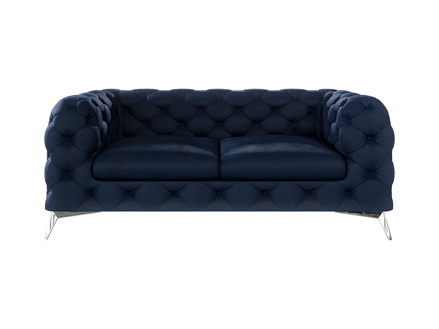 Celeste 2-Sitzer Chesterfield Sofa mit Silber Metall Füßen