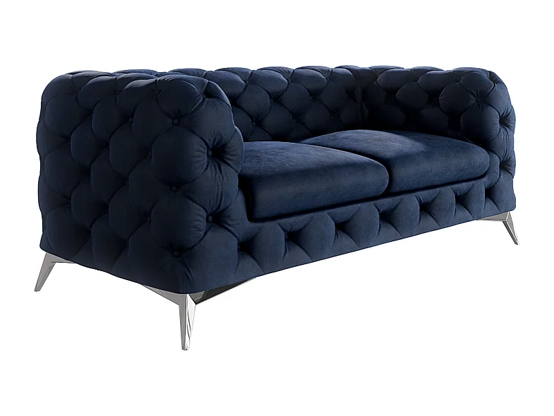 Celeste 2-Sitzer Chesterfield Sofa mit Silber Metall Füßen