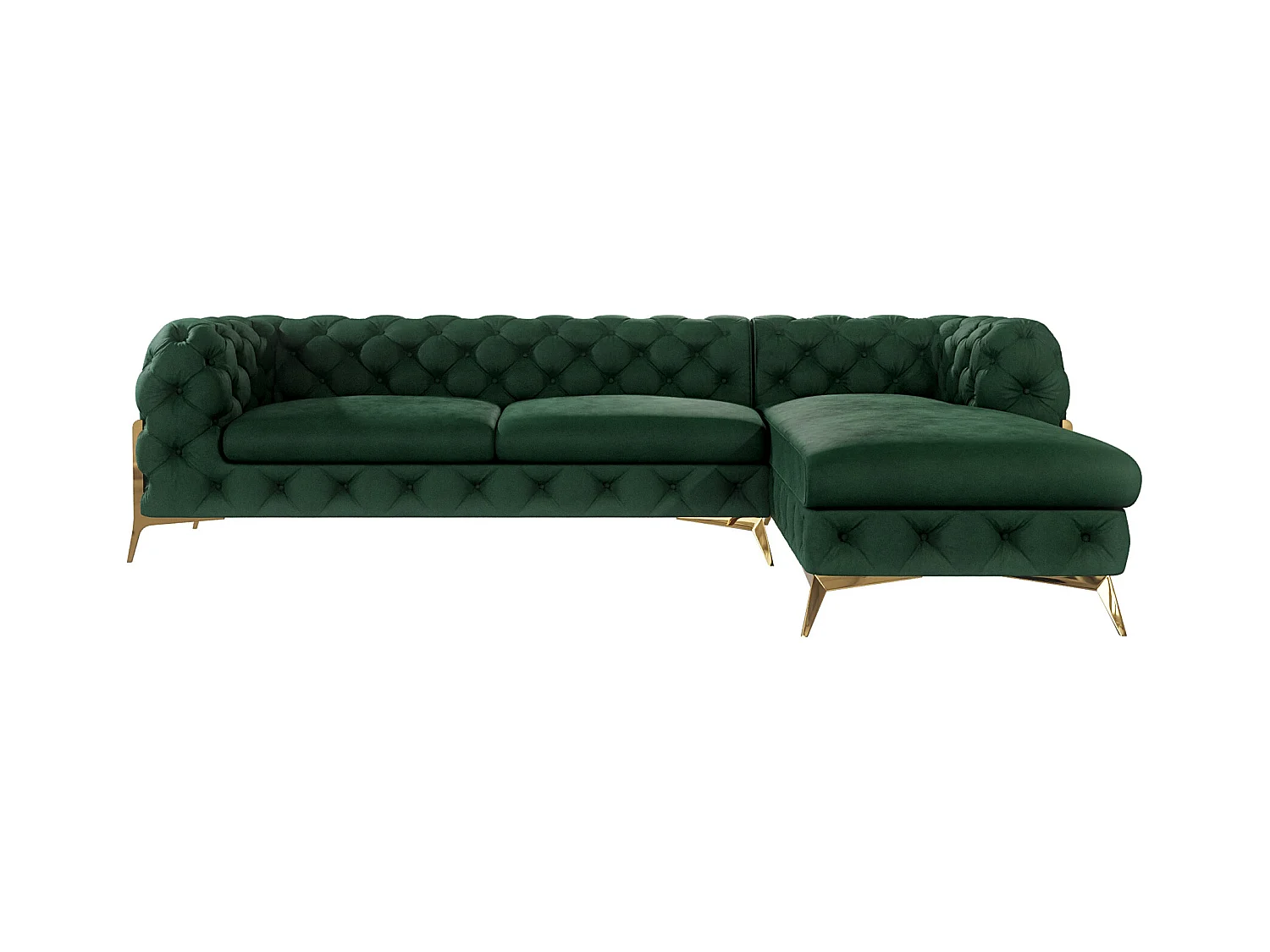Ecksofa mit Ottomane Chesterfield Ulysses mit Goldene Metall Füßen