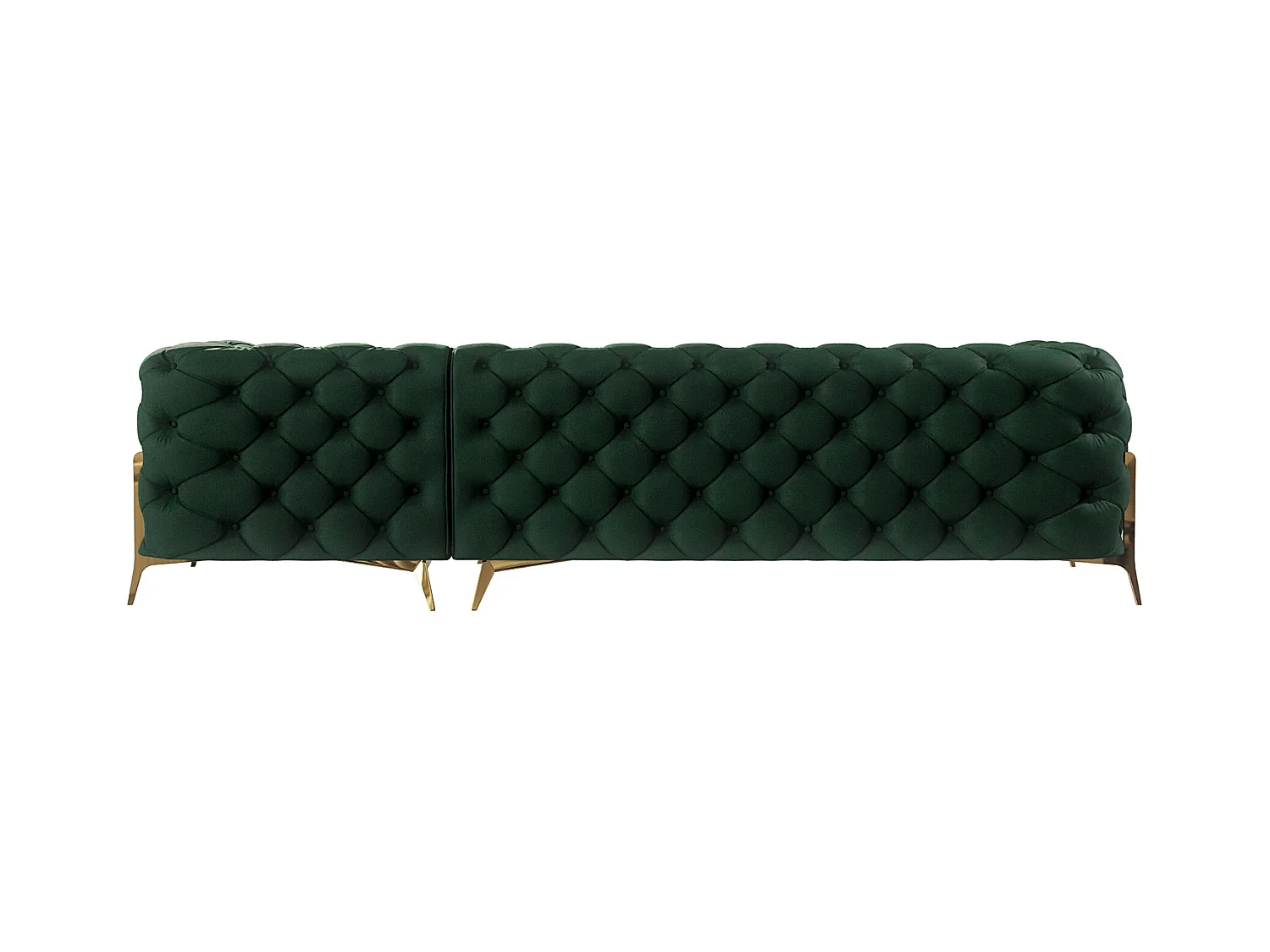 Ecksofa mit Ottomane Chesterfield Ulysses mit Goldene Metall Füßen