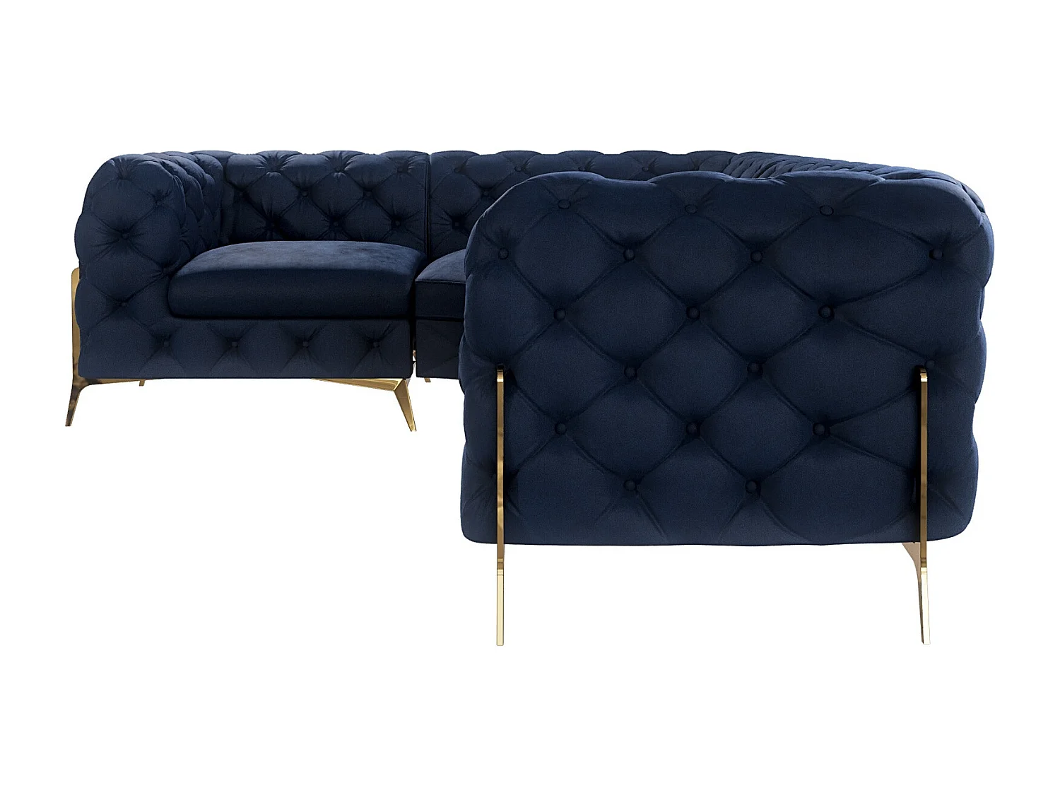 Ecksofa Chesterfield Ulysses mit Goldene Metall Füßen