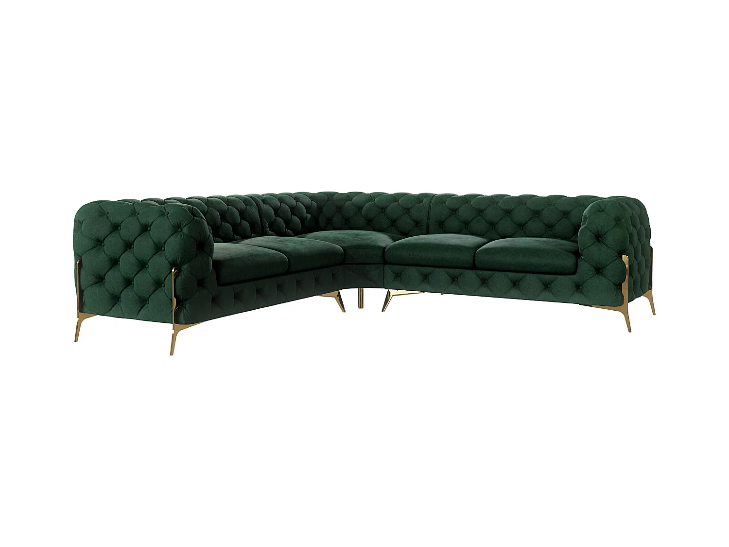 Ecksofa Chesterfield Ulysses mit Goldene Metall Füßen