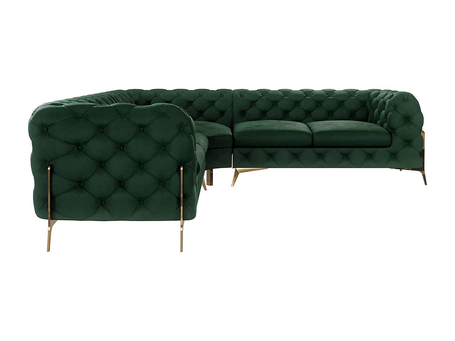 Ecksofa Chesterfield Ulysses mit Goldene Metall Füßen