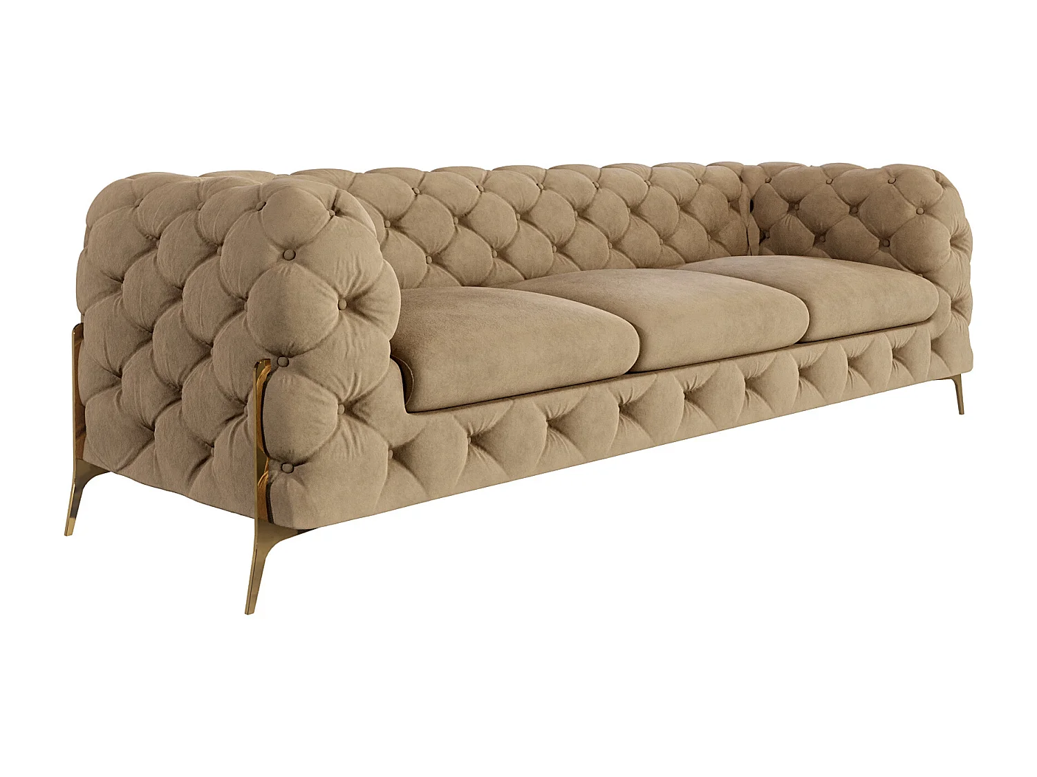 Ulysses 3-Sitzer Chesterfield Sofa mit Goldene Metall Füßen