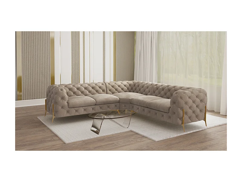 Ecksofa Chesterfield Ulysses mit Goldene Metall Füßen