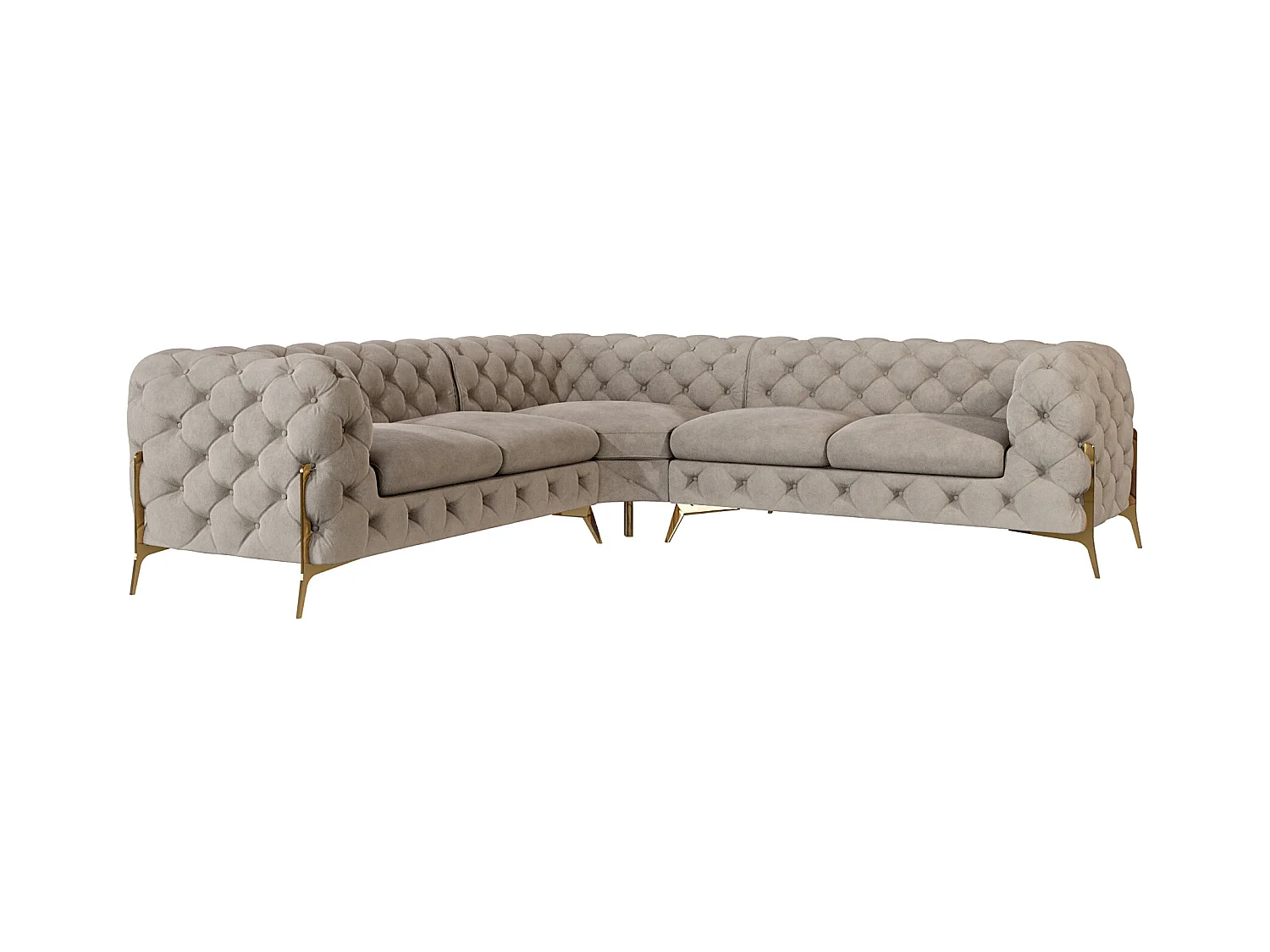 Ecksofa Chesterfield Ulysses mit Goldene Metall Füßen