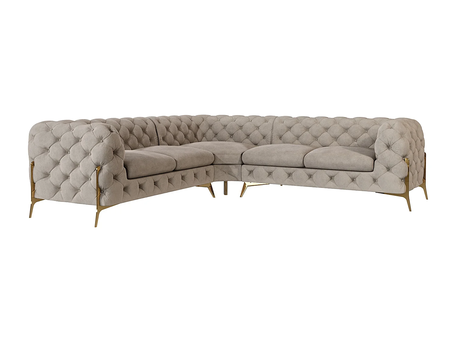 Ecksofa Chesterfield Ulysses mit Goldene Metall Füßen