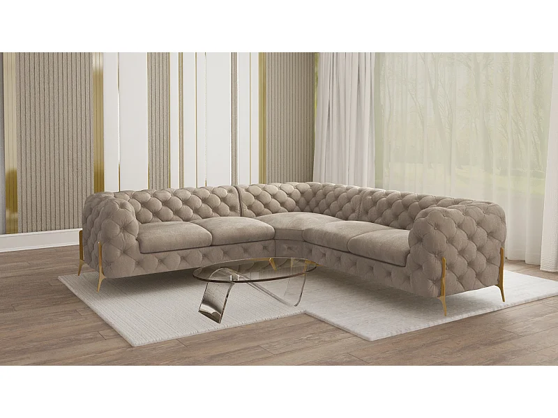 Ecksofa Chesterfield Ulysses mit Goldene Metall Füßen