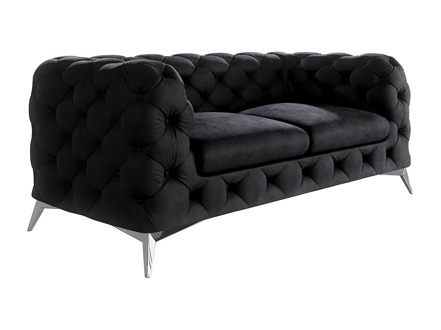 Celeste 2-Sitzer Chesterfield Sofa mit Silber Metall Füßen