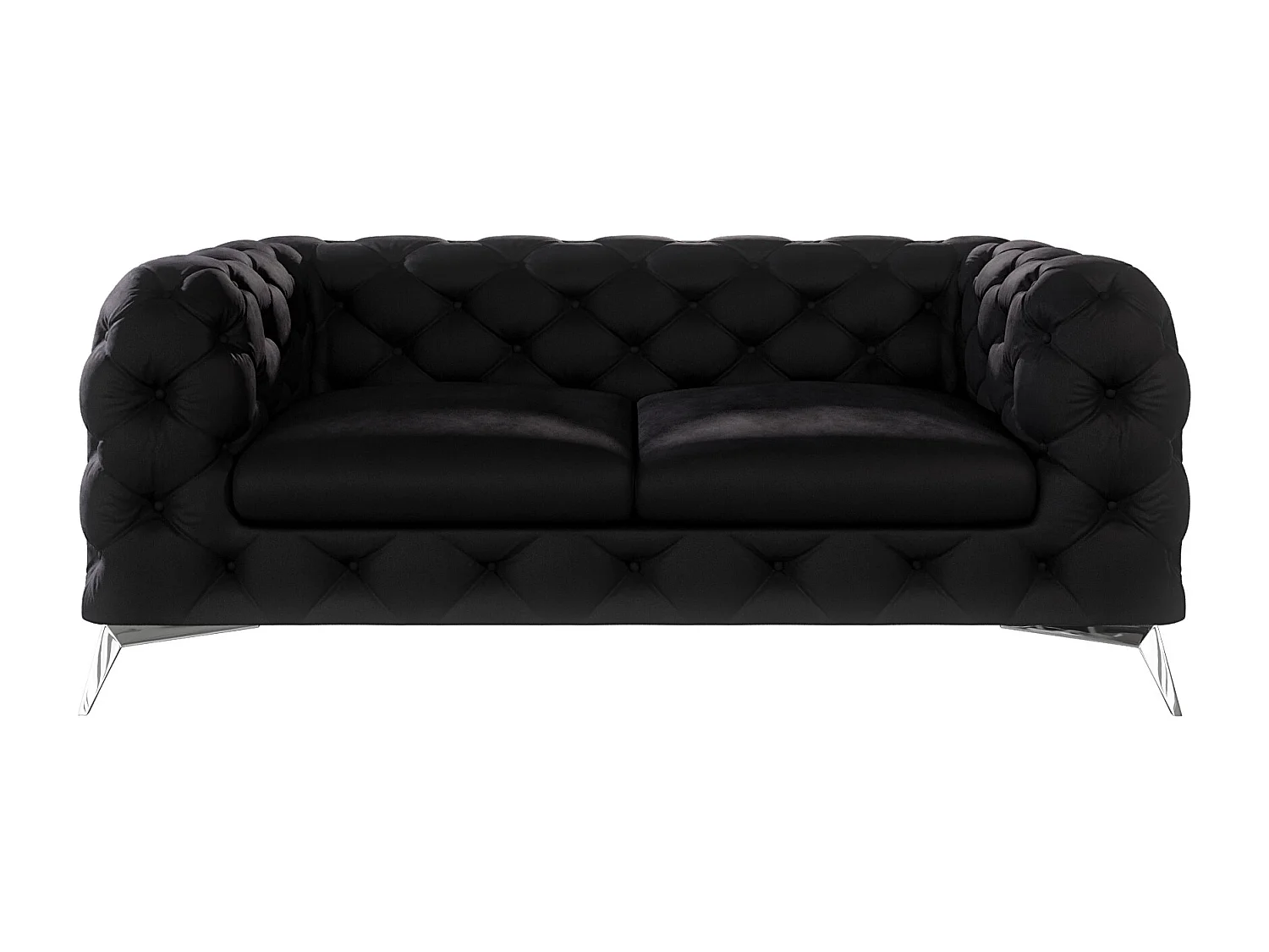 Celeste 2-Sitzer Chesterfield Sofa mit Silber Metall Füßen