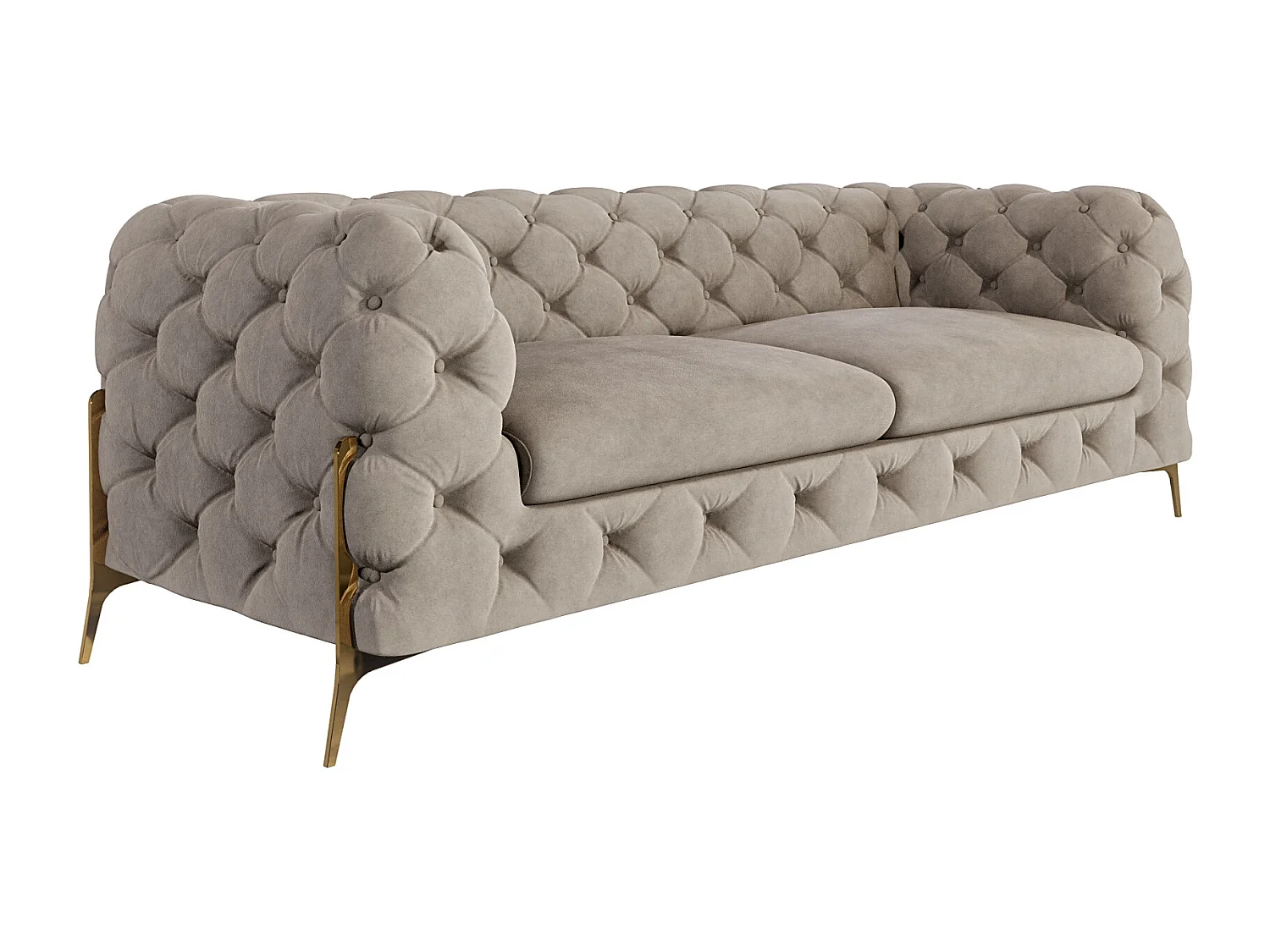Ulysses 3-Sitzer Chesterfield Sofa mit Goldene Metall Füßen