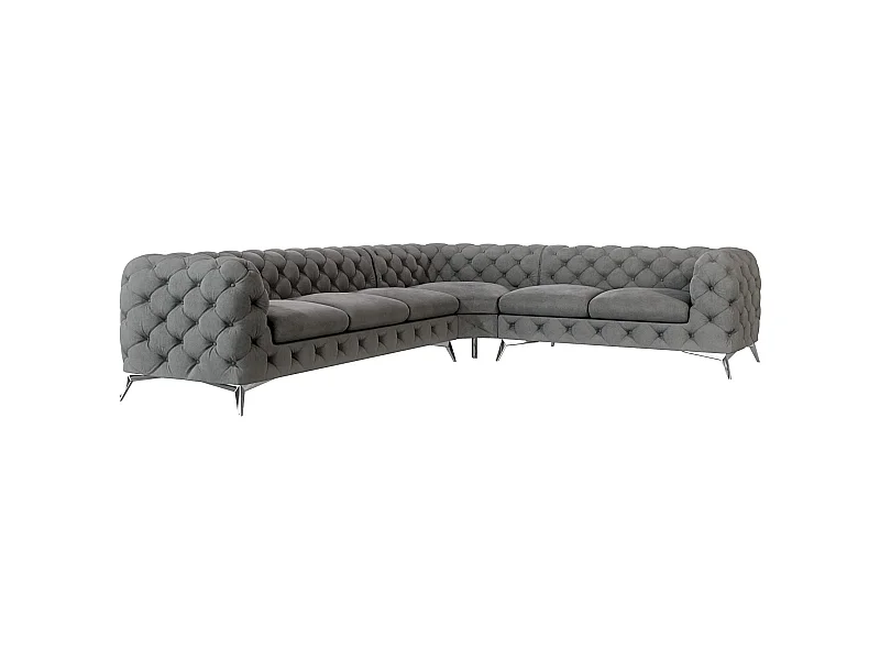 Ecksofa Chesterfield Celeste mit Silber Metall Füßen