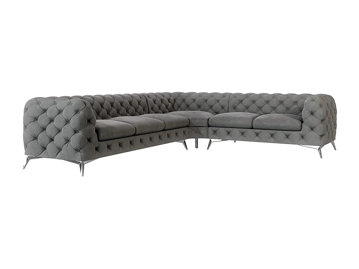 Ecksofa Chesterfield Celeste mit Silber Metall Füßen