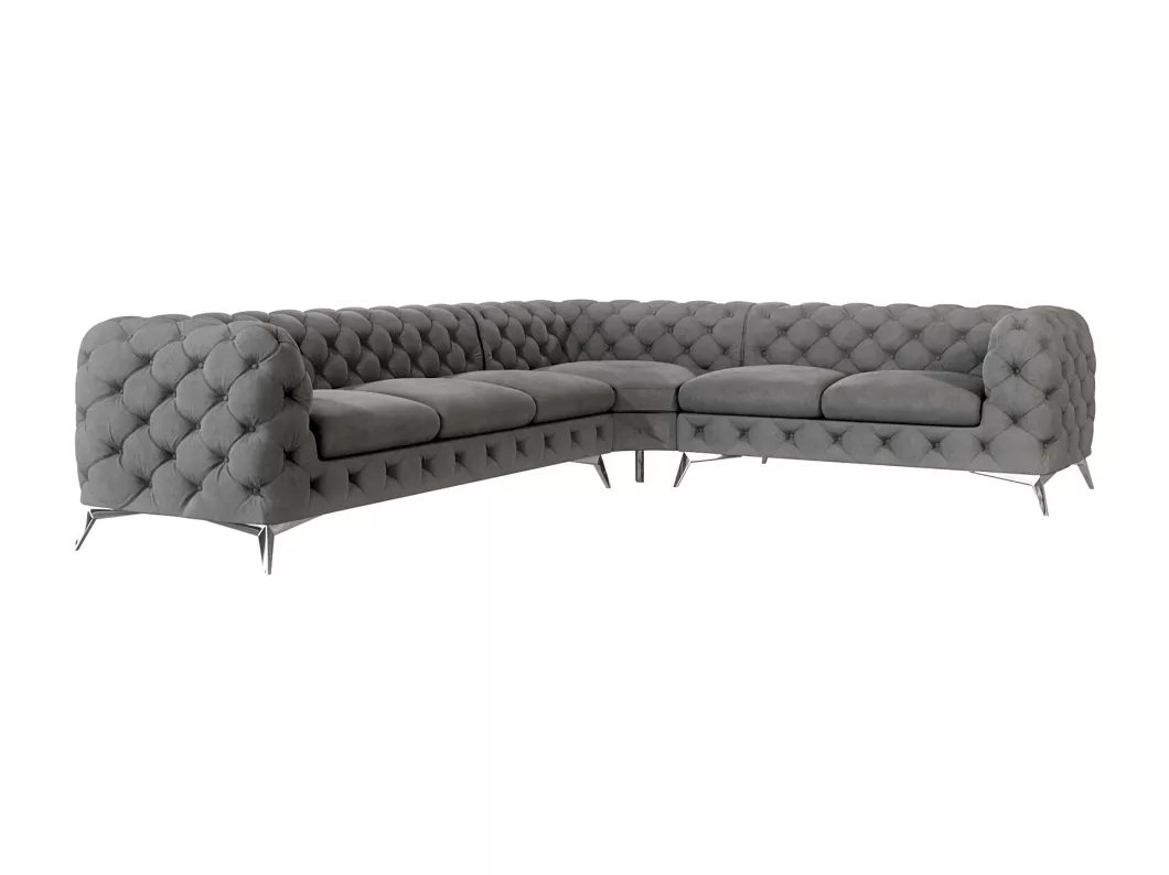 Kauf Unique Ecksofa Chesterfield Celeste mit Silber Metall Füßen