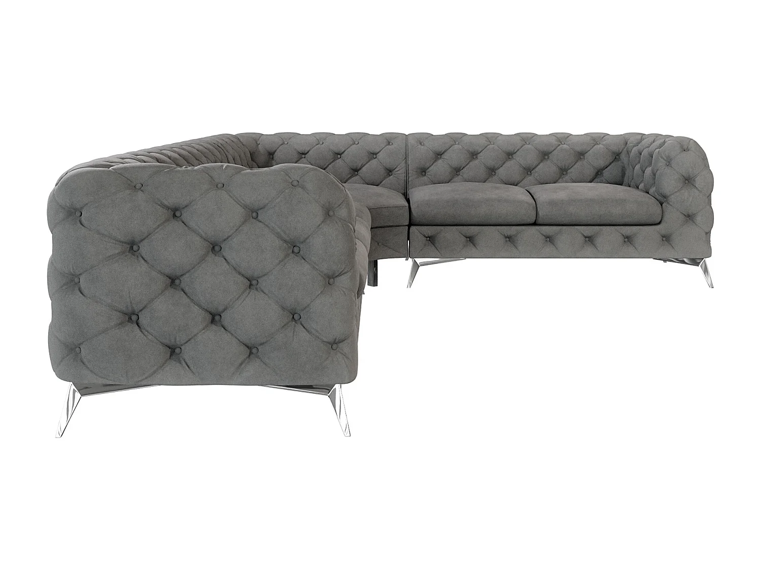 Ecksofa Chesterfield Celeste mit Silber Metall Füßen