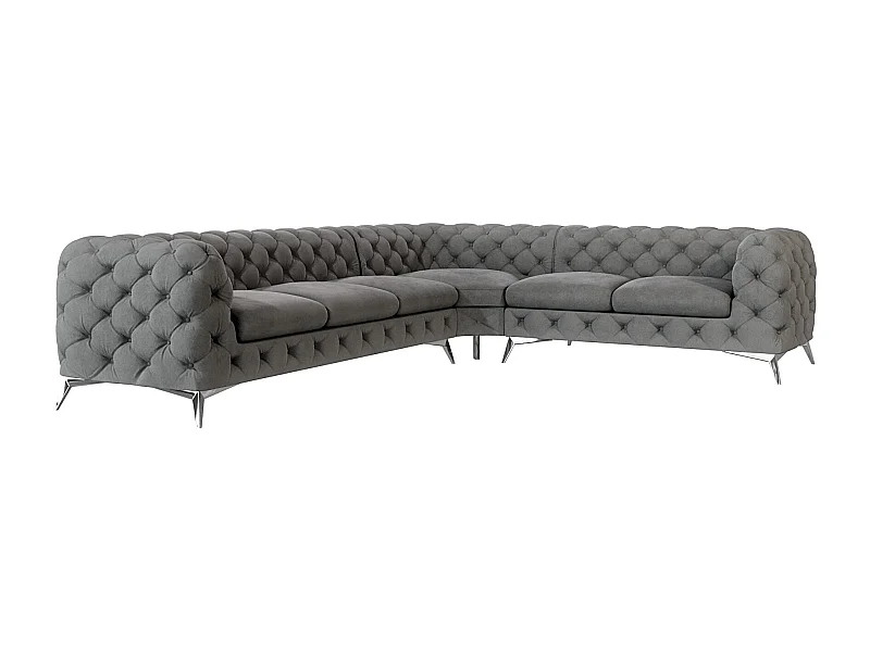 Ecksofa Chesterfield Celeste mit Silber Metall Füßen