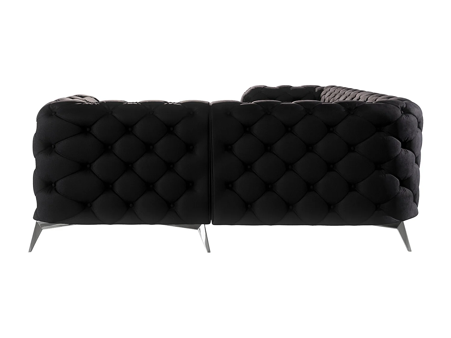 Ecksofa mit Ottomane Chesterfield Celeste mit Silber Metall Füßen