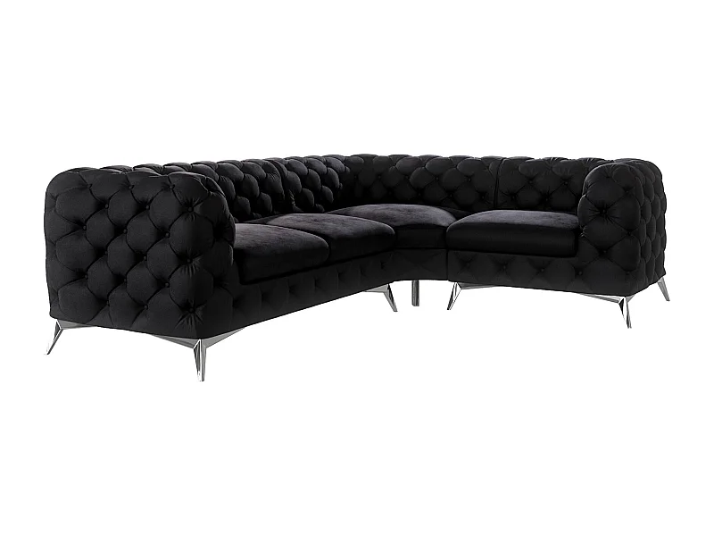Ecksofa mit Ottomane Chesterfield Celeste mit Silber Metall Füßen
