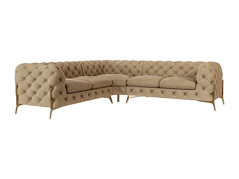 Ecksofa Chesterfield Ulysses mit Goldene Metall Füßen