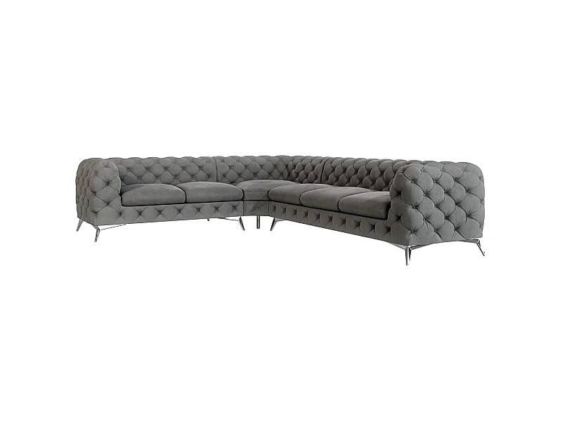 Ecksofa Chesterfield Celeste mit Silber Metall Füßen