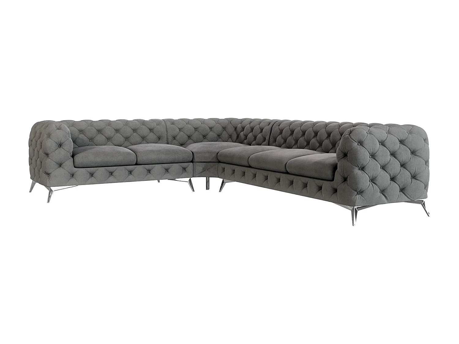 Ecksofa Chesterfield Celeste mit Silber Metall Füßen