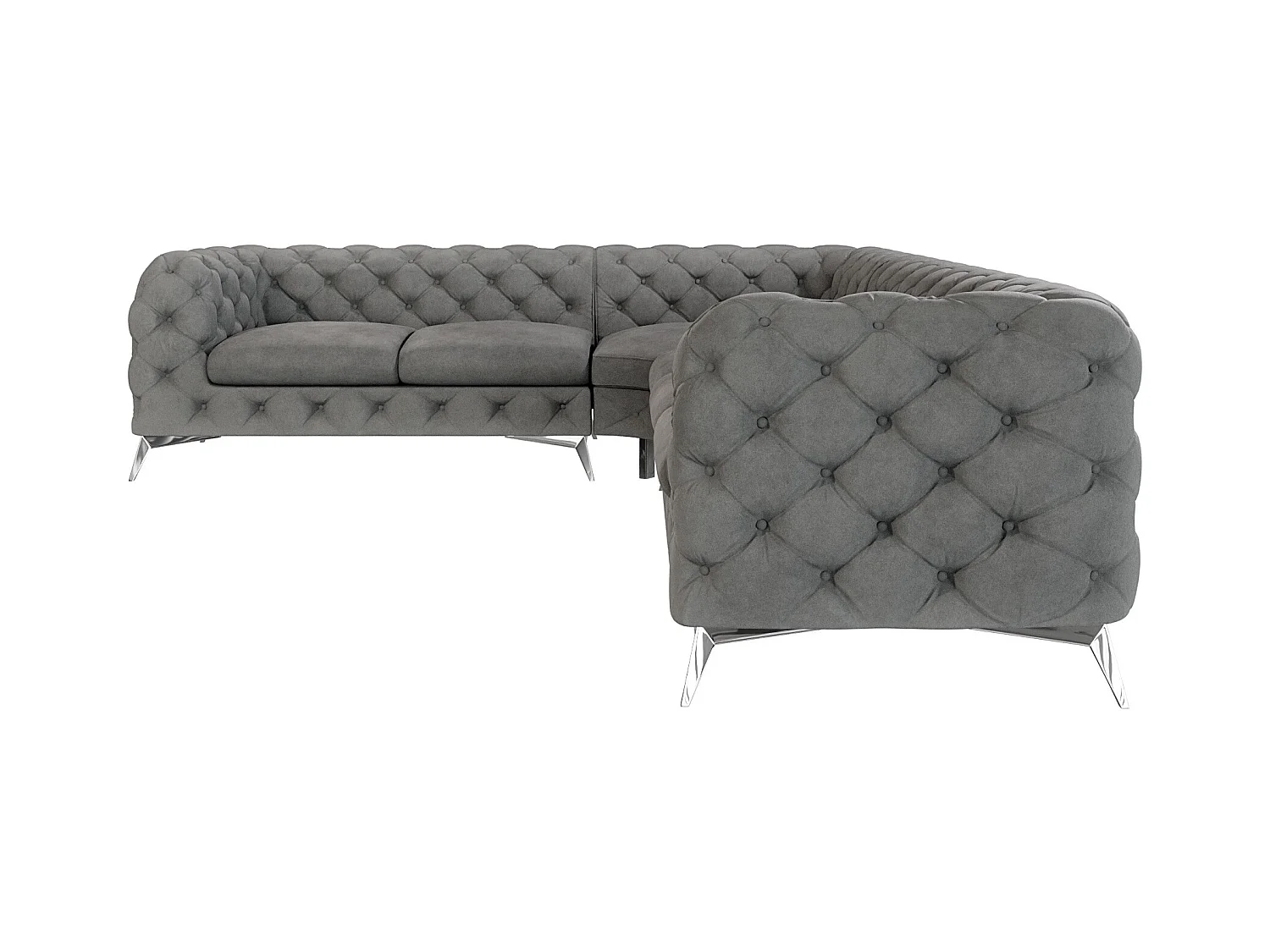 Ecksofa Chesterfield Celeste mit Silber Metall Füßen