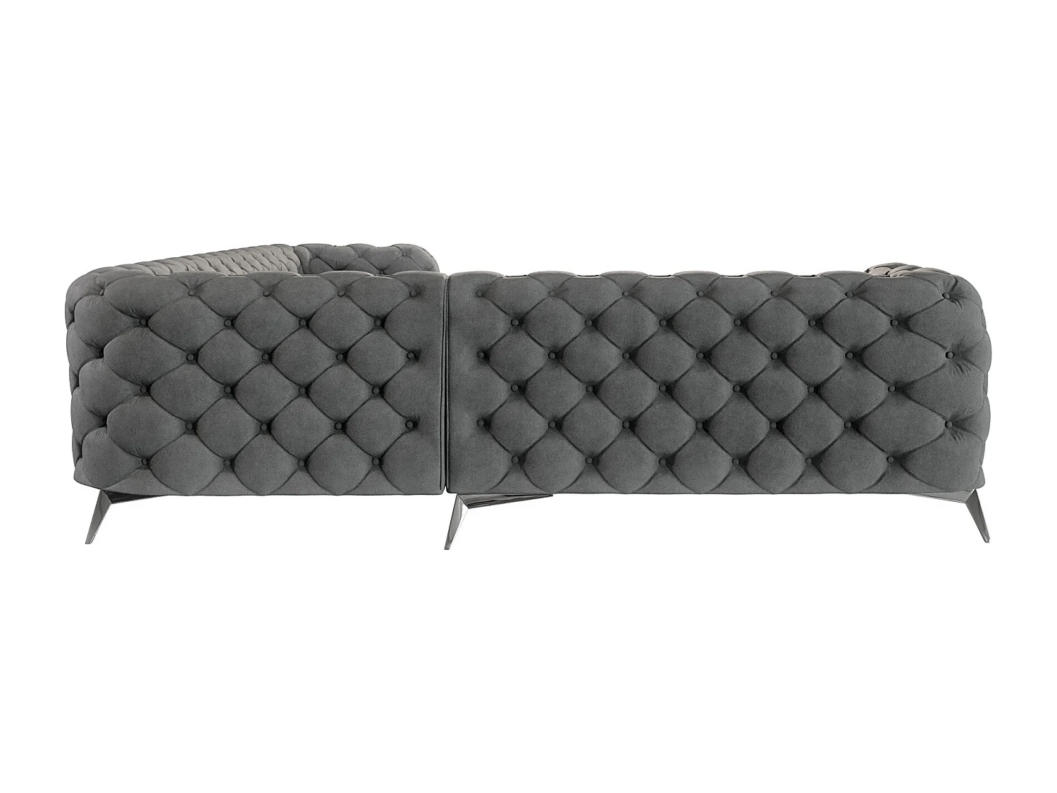 Ecksofa Chesterfield Celeste mit Silber Metall Füßen