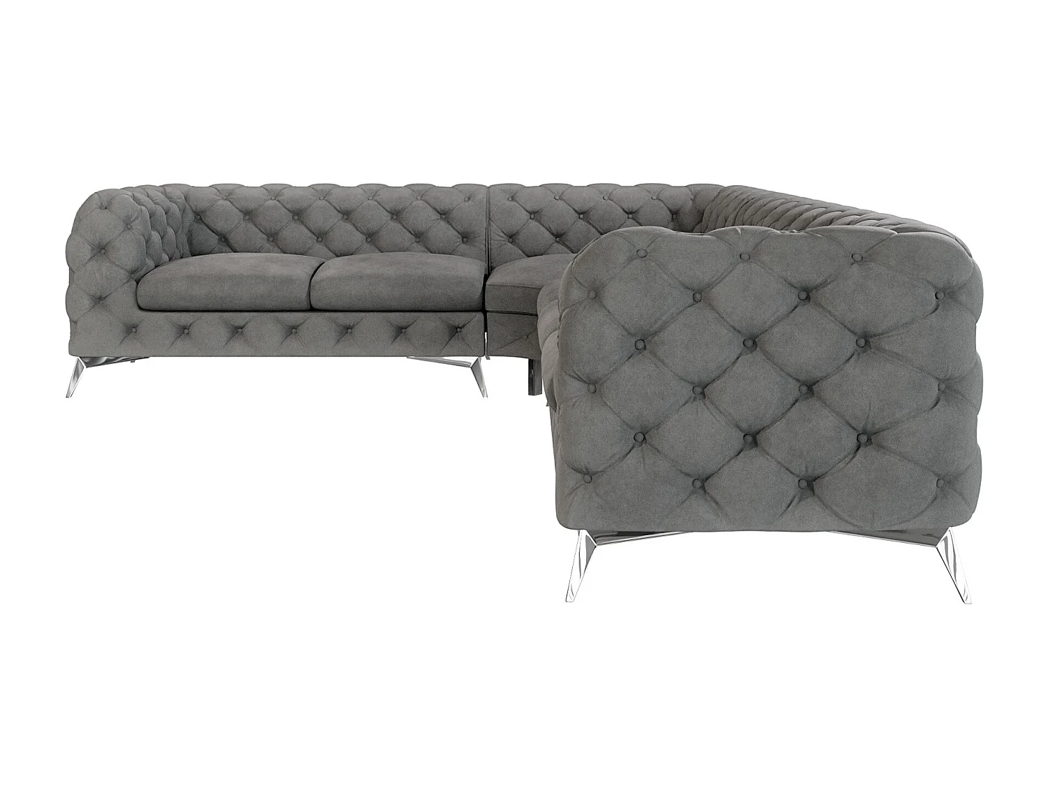 Ecksofa Chesterfield Celeste mit Silber Metall Füßen
