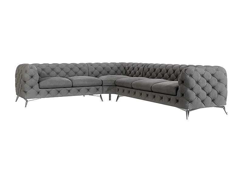 Ecksofa Chesterfield Celeste mit Silber Metall Füßen