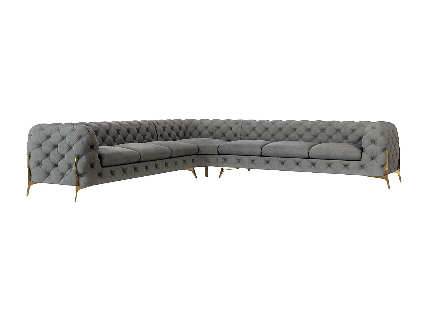 Ecksofa Chesterfield Ulysses mit Goldene Metall Füßen