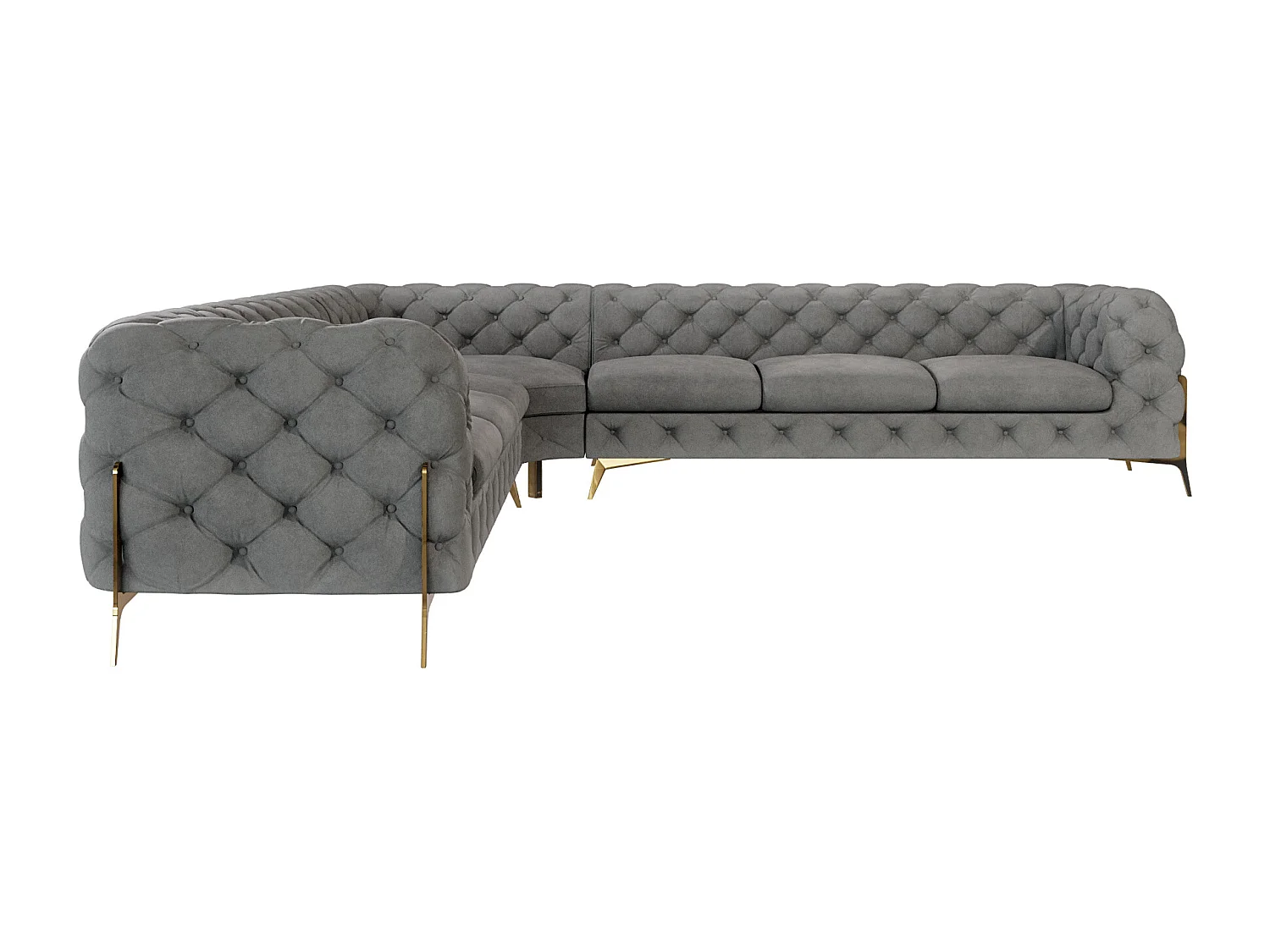 Ecksofa Chesterfield Ulysses mit Goldene Metall Füßen