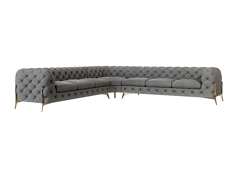 Ecksofa Chesterfield Ulysses mit Goldene Metall Füßen