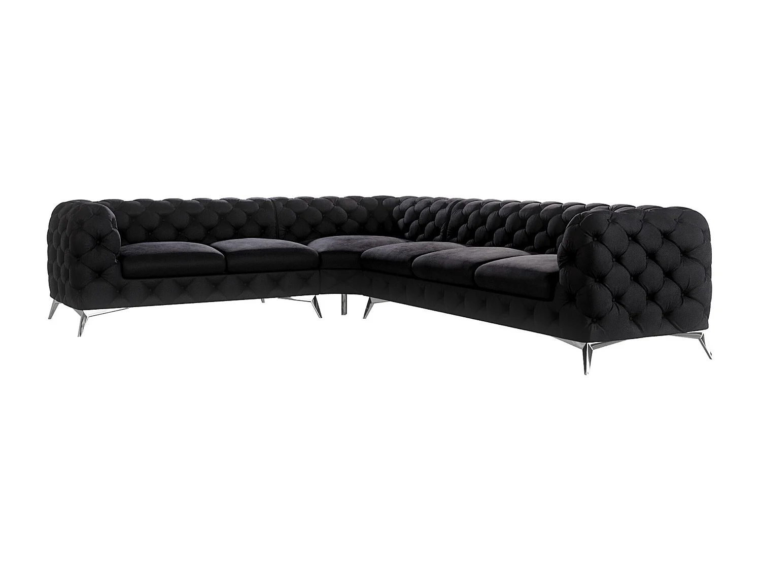 Ecksofa Chesterfield Celeste mit Silber Metall Füßen