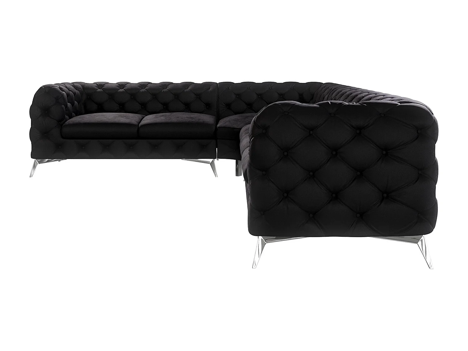 Ecksofa Chesterfield Celeste mit Silber Metall Füßen